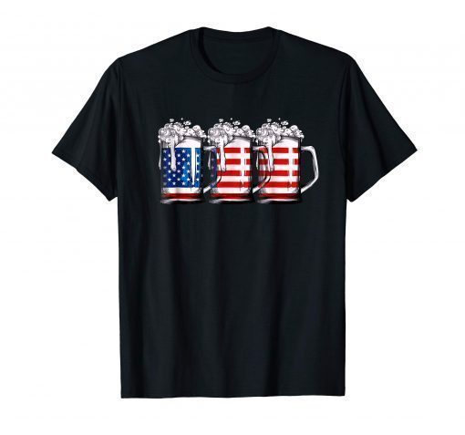 Beer American Flag T shirt 4th of July Men Women Merica USA
