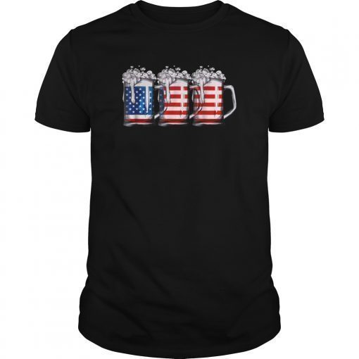 Beer American Flag Tee Shirt 4th of July Men Women Merica USA