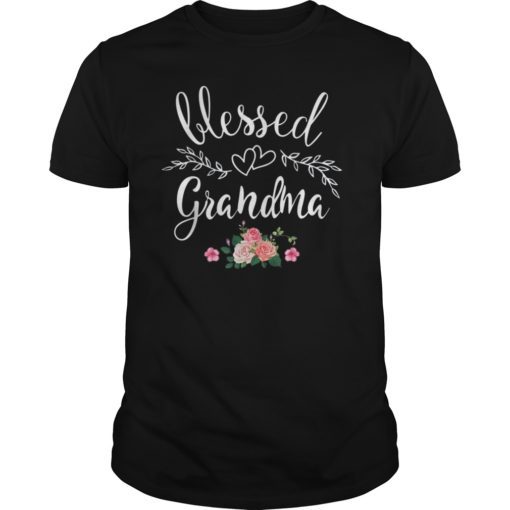 Blessed Grandma Tee Shirt with floral heart Mother's Day Gift