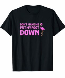 Don't Make Me Put My Foot Down Pink Flamingo Bird T-Shirt
