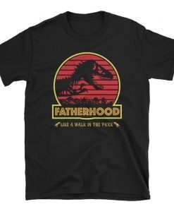 Fatherhood Like A Walk In The Park T-shirt Dad Retro Sunset T-Shirt