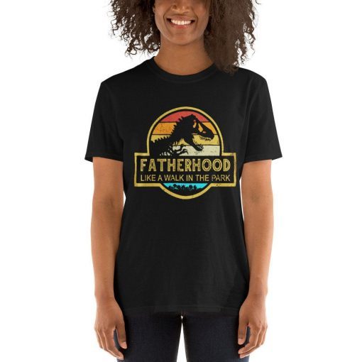 Fatherhood Like A Walk In The Park TShirt Dad Retro Sunset T-Shirt