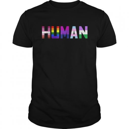 HUMAN Flag LGBT Gay Pride Month Transgender Ally T Shirt