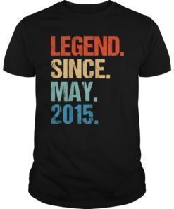 Legend Since May 2015 4th Birthday Gift 4 Years Old Shirt