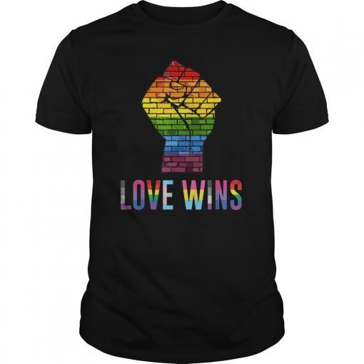 Love Wins Raised Fist T Shirt LGBT Gay Pride Awareness Month