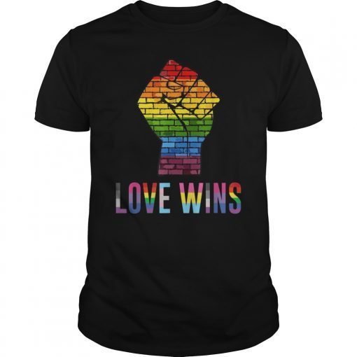 Love Wins Raised Fist T Shirt LGBT Gay Pride Awareness Month