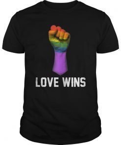Love Wins Raised Fist Tee Shirt LGBT Gay Pride Awareness Month Tee Shirt