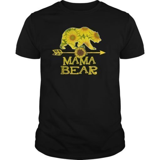 Mama Bear Sunflower T-Shirt Funny Mother Father Gift