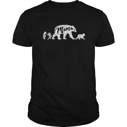 Mama Bear T Shirt with Three Cute Bear Cubs