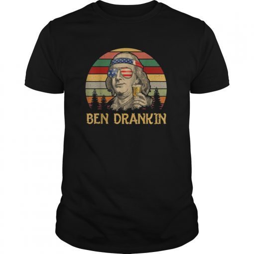 Mens Ben Drankin Tee Shirt 4th of July Funny Beer Ben Franklin Tee