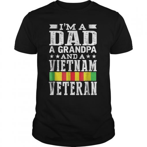 Mens I’m A Dad Grandpa And Vietnam Veteran Father’s Day T-Shirt