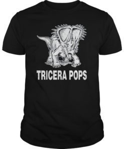 Mens Tricera Pops Funny Dinosaur Dad Triceratops Tshirt