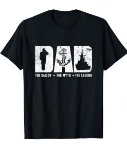 Mens Veteran DAD The Sailor The Myth The Legend T-shirt