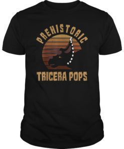 Mens Vintage Dinosaur T-shirt Tricera Pops For Men Father Tee