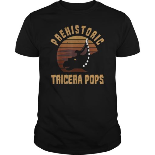 Mens Vintage Dinosaur T-shirt Tricera Pops For Men Father Tee