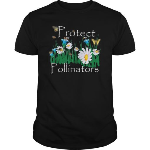 Protect Pollinators Bees Butterflies Flowers Botanical T-Shirt