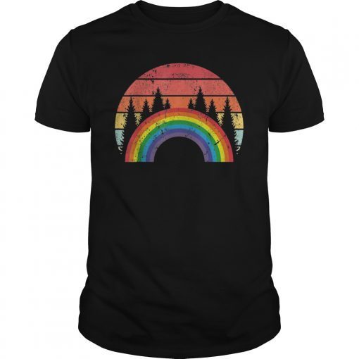 Rainbow Shirt Vintage Retro 80's Style Gay LGBT Pride Flag Tee Shirt