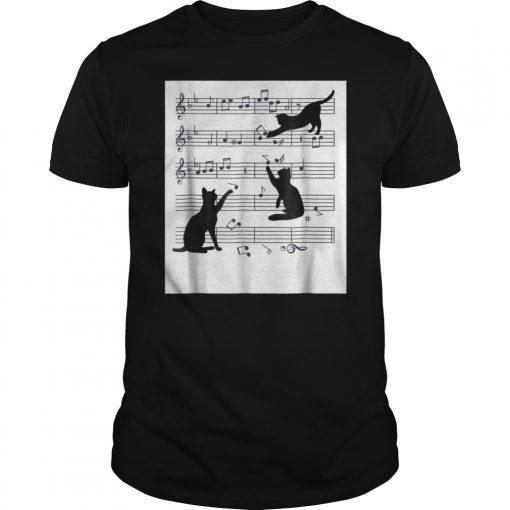 Sheet Music Cat T Shirt Cat Music Note Lovers Gift