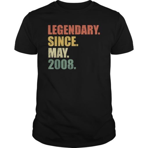 Vintage Legendary Since May 2008 11th Birthday T-Shirt