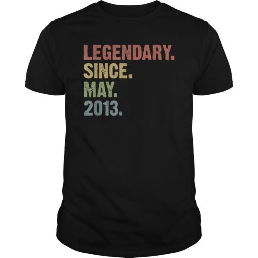 Vintage Legendary Since May 2013 6th Birthday T-Shirt