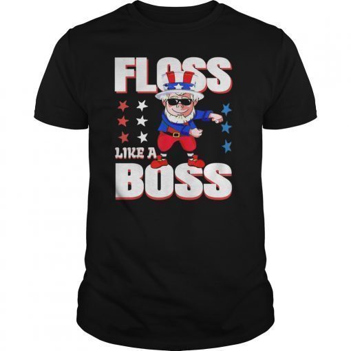 4th of July Floss Like a Boss Shirt Kids Boys Girl Uncle Sam T-Shirt