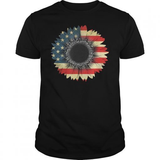 America Sunflower Flag 4th July American Patriotic Flower T-Shirt