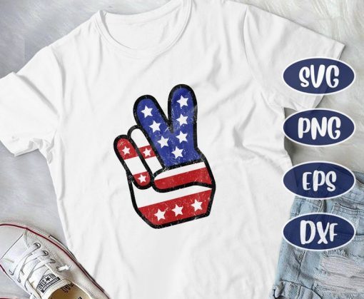American Flag Peace Sign Hand, Fourth 4th of July, USA Memorial Day svg, USA flag svg, Love and Peace, Independence Day svg, Friend's gift
