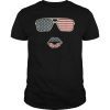 American Flag Sunglasses Lips TShirt Funny Patriotic Flags T-Shirt