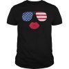 American Flag Sunglasses Lips TShirt Funny Patriotic Flags T-Shirt