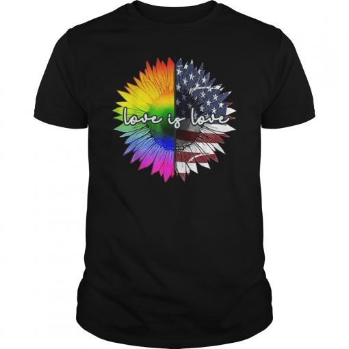 American flag Love is love t-shirt love daisy LGBT t-shirt