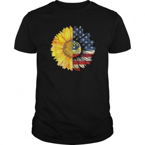 American flag and sunflower Nurse Shirt independence gift T-Shirt