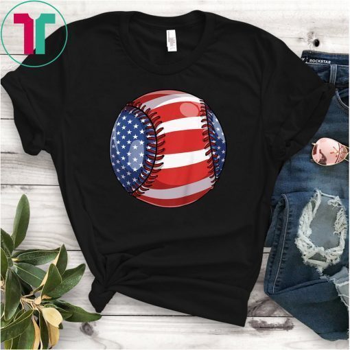 Baseball 4th of July Shirt American Flag Gift Men Women Kids T-Shirt