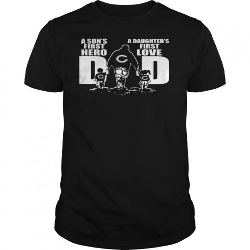 Chicago Bears Dad a sons first hero a daughters first love T-Shirt design