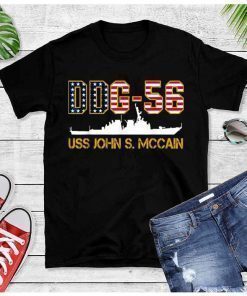 DDG-56 USS John S. McCain T-Shirt 4th of July USA Flag Shirt, Short-Sleeve T-Shirt Happy 4th Of July, A Gift For Those You Love