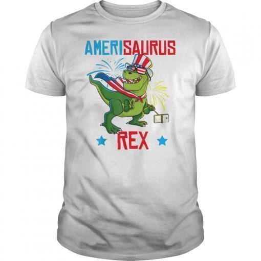Dinosaur 4th of July Kids Boys Amerisaurus T Rex T-Shirt