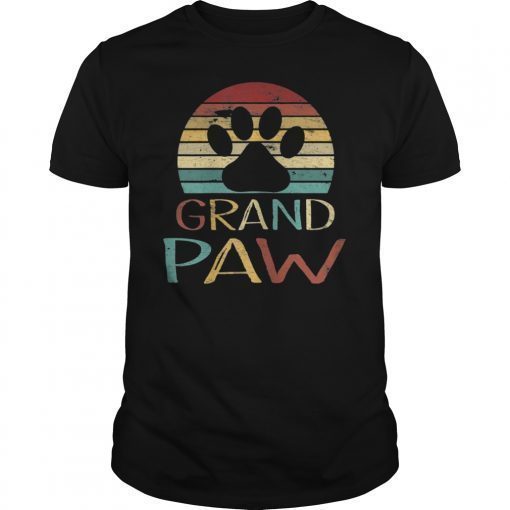 Dog Grand Paw Puppy Lover Vintage Retro T-Shirt