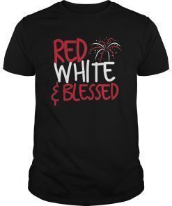 Family Patriotic America Red White & Blessed 4th of July Tee Shirt