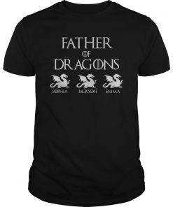 Father of Dragons Shirt With Children's Names - Customized Fathers Day Shirt - Custom Fathers Day
