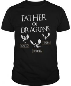 Father of Dragons T-Shirt With Children's Names, Customized Fathers Day Shirt