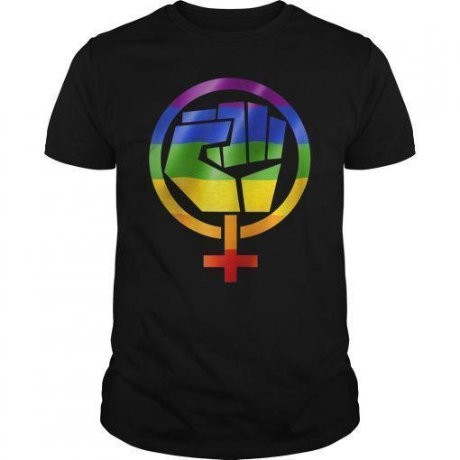 Feminist Symbol LGBT Resist Pride Fist Rainbow Flag T-Shirt