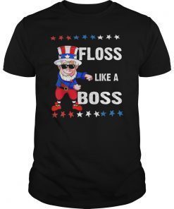 Floss Like a Boss 4th of July Shirt Kids Boys Girl Uncle Sam Tee Shirts