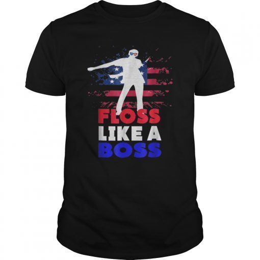 Floss Like a Boss Tee Shirt 4th of July Red White And Blue Tee