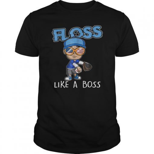 Floss Like a Boss Tee Shirt Baseball Pitcher 4th of July
