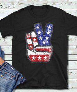 Fourth 4th of July Shirt American Flag Peace Sign Hand Tee, fourth of july shirt, fourth of july gifts