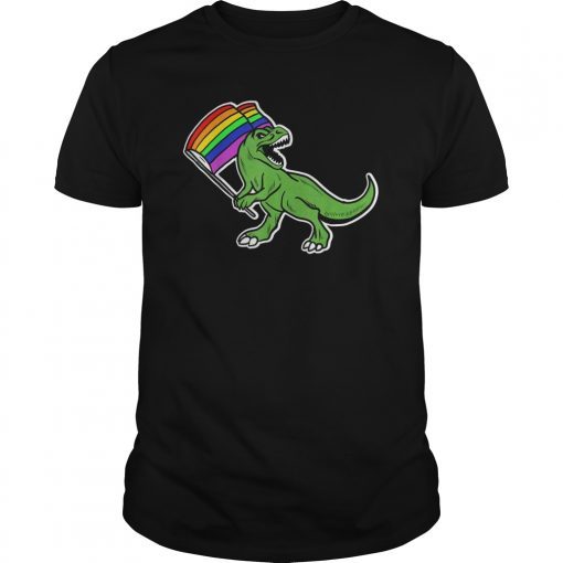 Funny Dinosaur Rainbow Flag Gay Pride LGBT Awareness Gift T-Shirts