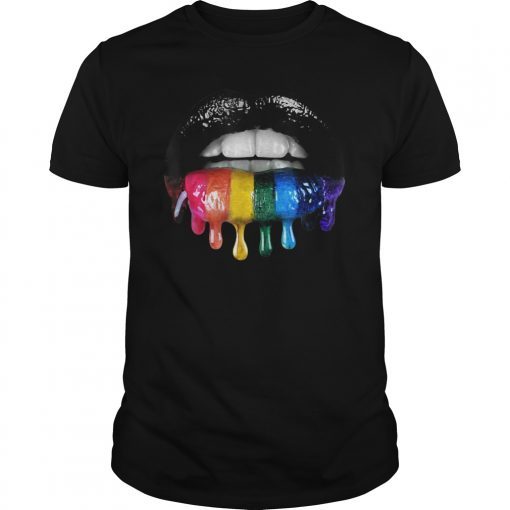 Glossy Rainbow Lips LGBT Pride Funny Gift Tshirt