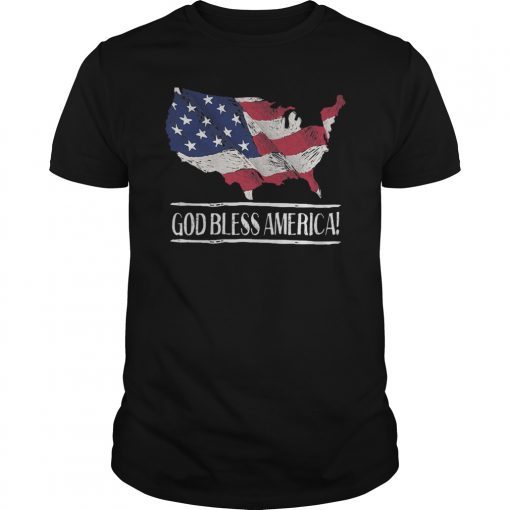 God Bless America Flag Patriotic 4th of July USA Fourth T-Shirt