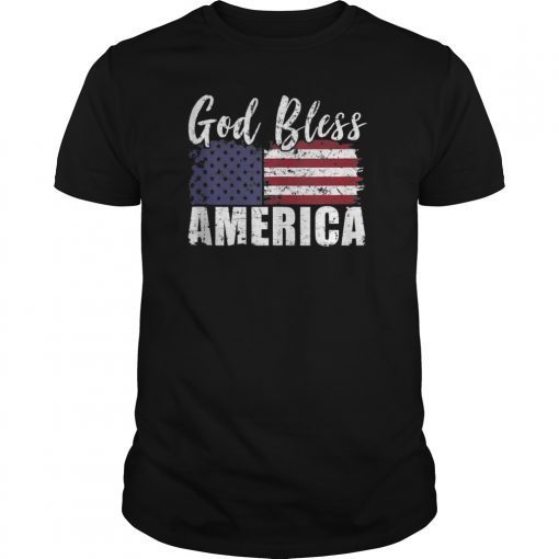 God Bless America USA Flag 4th of July Patriotic Tee Shirt