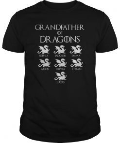 Grandfather of Dragons Shirt With Children's Names - Customized Grandfather Shirt - Custom Father's