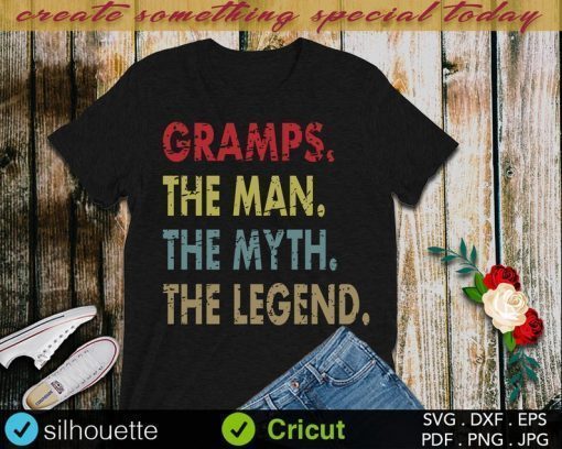 Grandpa SvG, Gramps The Man The Myth The Legend SvG, Grandfather SvG, Distressed, Vintage